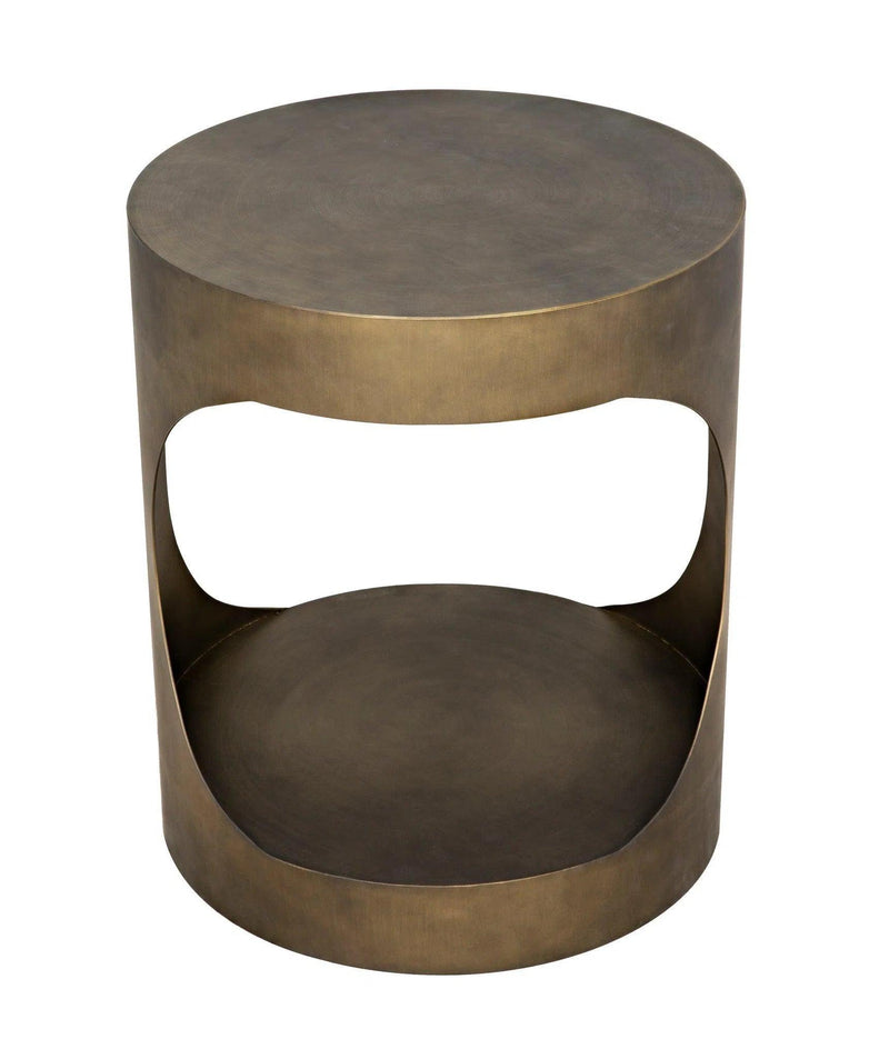 Eclipse Round Side Table, Metal with Aged Brass Finish Side Tables LOOMLAN By Noir