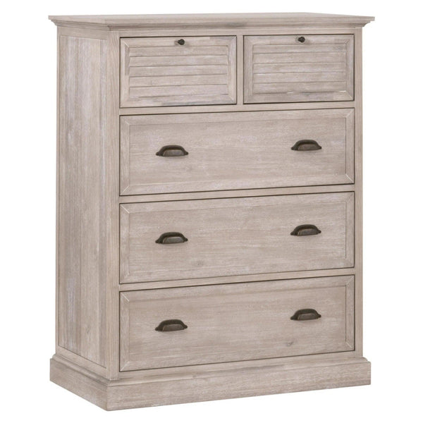 Eden 5-Drawer High Chest Natural Gray Acacia Chests LOOMLAN By Essentials For Living