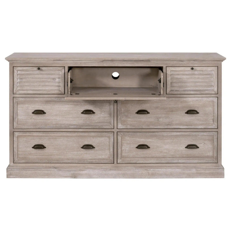 Eden 7-Drawer Media Dresser Natural Gray Acacia Dressers LOOMLAN By Essentials For Living