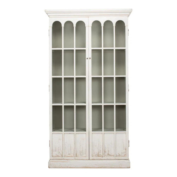 Edgar Allan Glass Doors Curio Bookcase White Buffets & Curios LOOMLAN By Sarreid