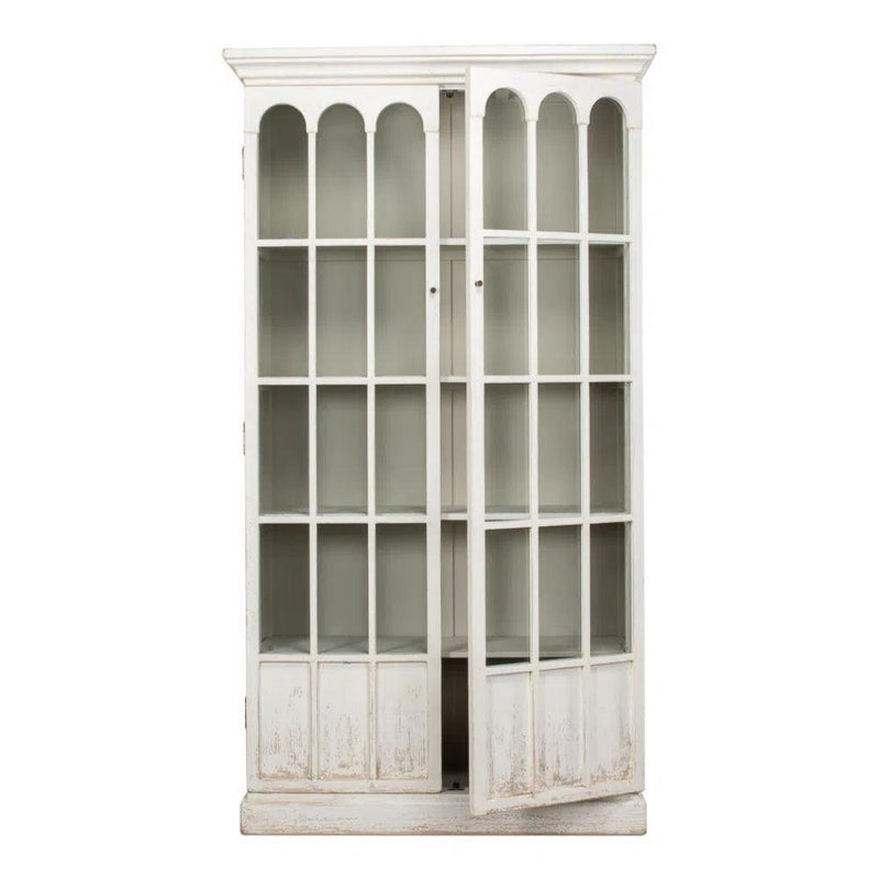 Edgar Allan Glass Doors Curio Bookcase White Buffets & Curios LOOMLAN By Sarreid