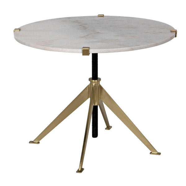 Edith Steel and Marble Adjustable Large Round Side Table Side Tables LOOMLAN By Noir