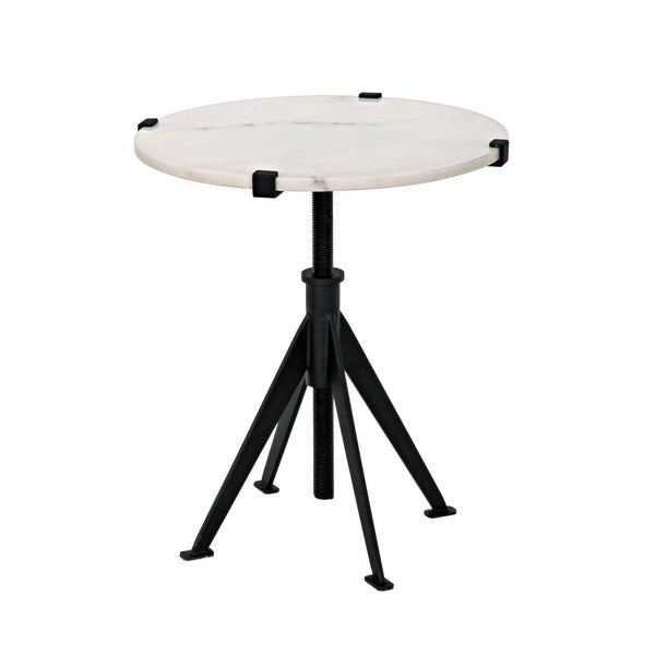 Edith Steel and Marble Adjustable Round Side Table Side Tables LOOMLAN By Noir