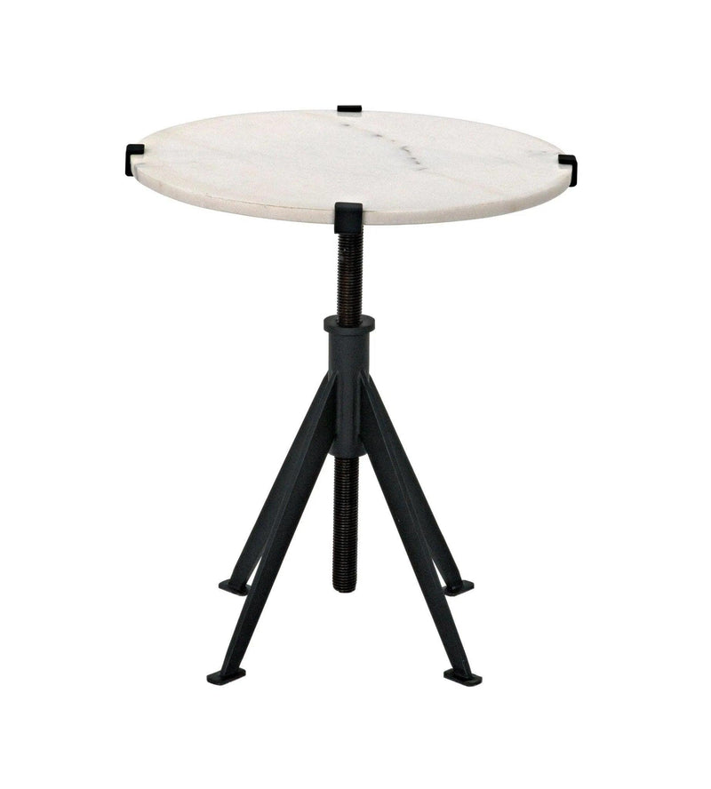 Edith Steel and Marble Adjustable Round Side Table Side Tables LOOMLAN By Noir