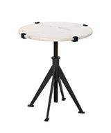 Edith Steel and Marble Adjustable Round Side Table Side Tables LOOMLAN By Noir