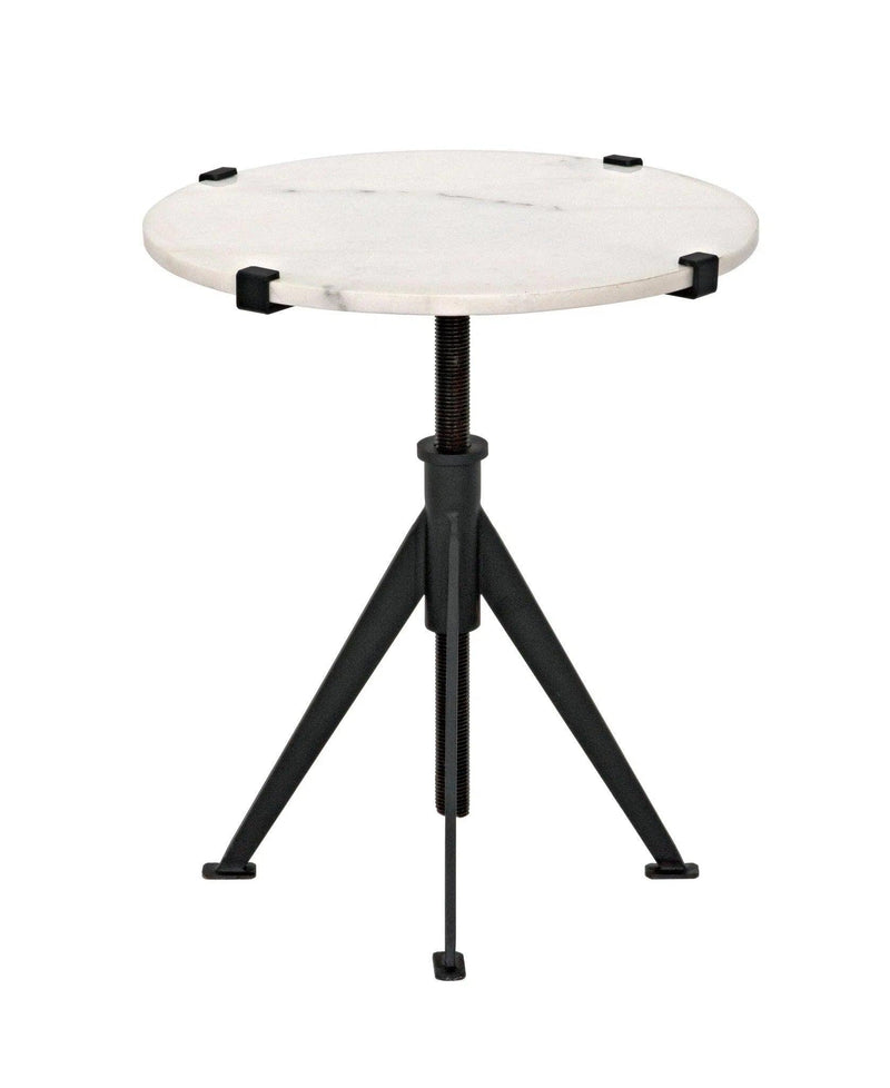 Edith Steel and Marble Adjustable Round Side Table Side Tables LOOMLAN By Noir