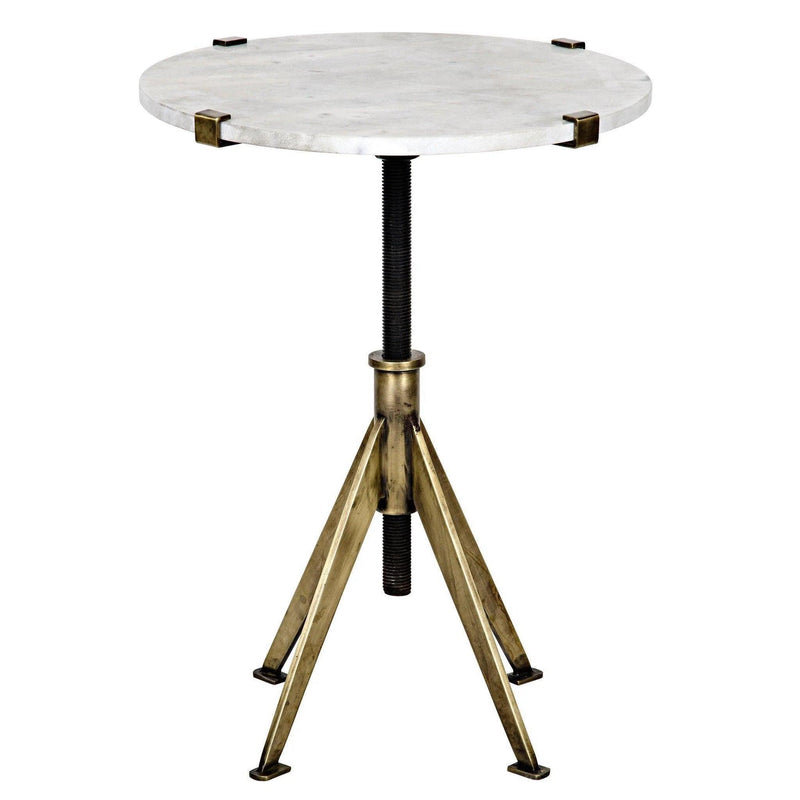 Edith Steel and Marble Adjustable Small Round Side Table Side Tables LOOMLAN By Noir