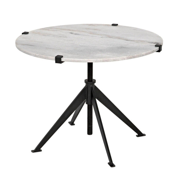 Edith Steel and Marble White Adjustable Large Round Side Table Side Tables LOOMLAN By Noir