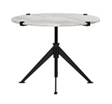 Edith Steel and Marble White Adjustable Large Round Side Table Side Tables LOOMLAN By Noir