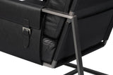 Edmonds Distilled Leather and Iron Black Arm Chair Club Chairs LOOMLAN By Sarreid