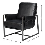 Edmonds Distilled Leather and Iron Black Arm Chair Club Chairs LOOMLAN By Sarreid