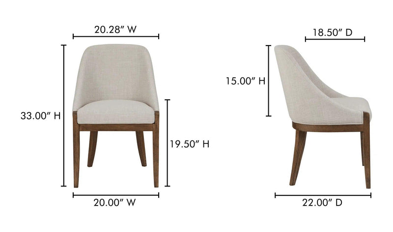 Edward Wood Armless Dining Chair Dining Chairs LOOMLAN By Moe's Home