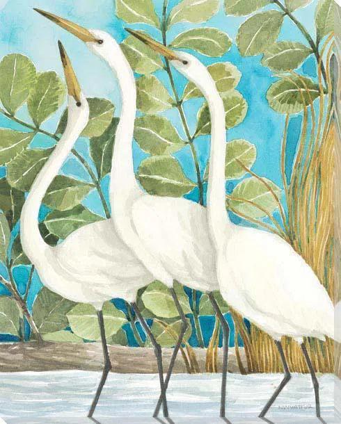 Egret White Birds Coastal Wall Art Indoor Outdoor UV Resistant Canvas Artwork LOOMLAN By LOOMLAN