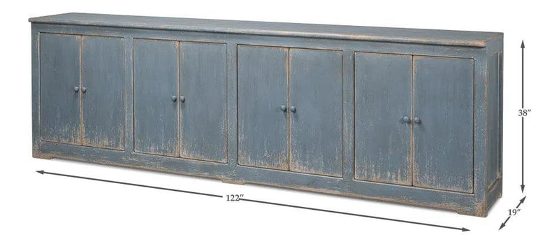 Eight Is Enough Extra Wide Sideboard Blue Grey Sideboards LOOMLAN By Sarreid