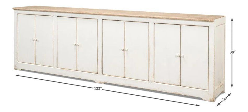 Eight Is Enough Extra Wide Sideboard Whitewash Sideboards LOOMLAN By Sarreid