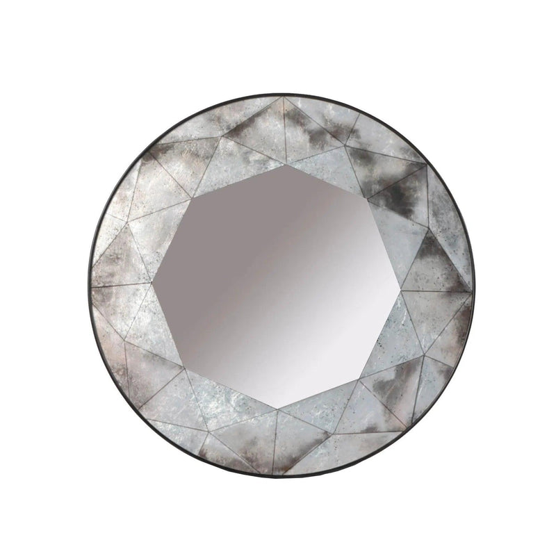 Eileen Metal Grey Round Wall Mirror Wall Mirrors LOOMLAN By LH Imports