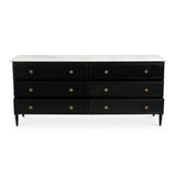 Eleanor Marble and Wood Black 6 Drawer Dresser Dressers LOOMLAN By Moe's Home