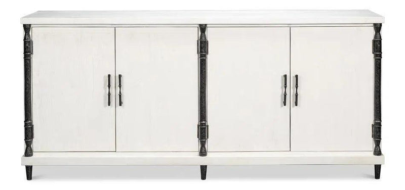 Elegance Wood and Iron White Credenza Sideboards LOOMLAN By Sarreid