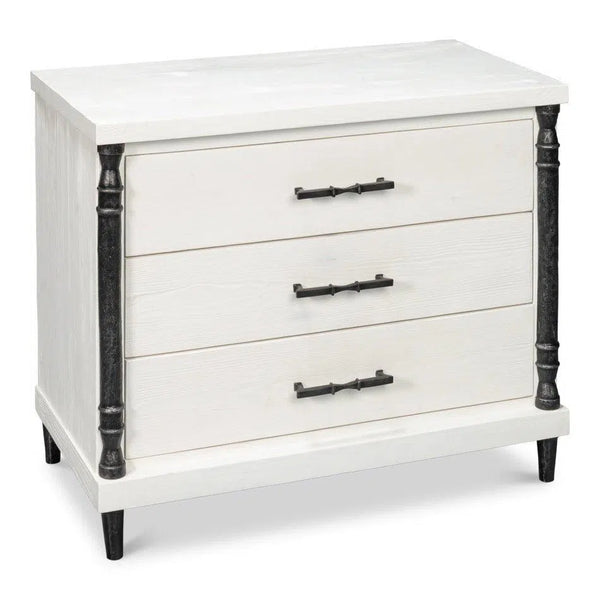 Elegance Wood and Irop White Nightstand Nightstands LOOMLAN By Sarreid