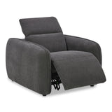 Eli Power Polyester and Solid Wood Dark Grey Recliner Arm Chair Sofas & Loveseats LOOMLAN By Moe's Home