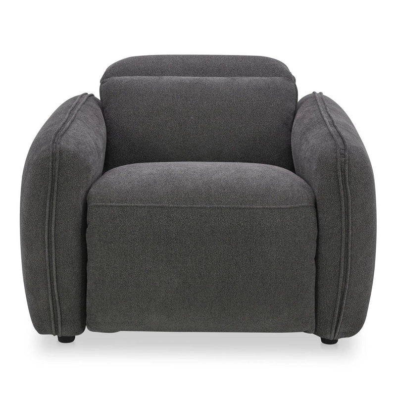 Eli Power Polyester and Solid Wood Dark Grey Recliner Arm Chair Sofas & Loveseats LOOMLAN By Moe's Home