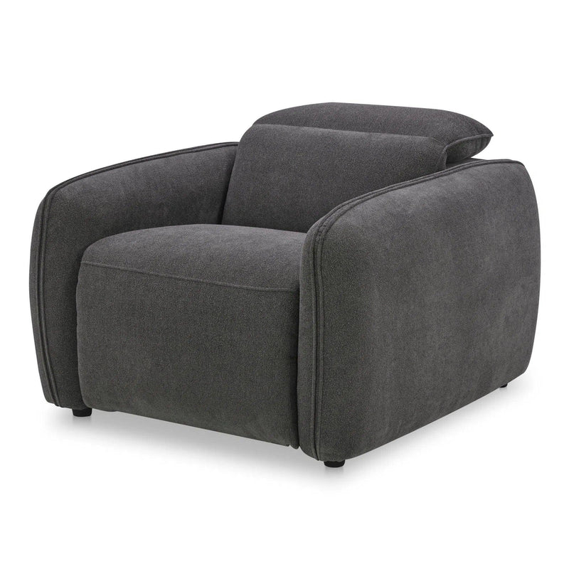 Eli Power Polyester and Solid Wood Dark Grey Recliner Arm Chair Sofas & Loveseats LOOMLAN By Moe's Home