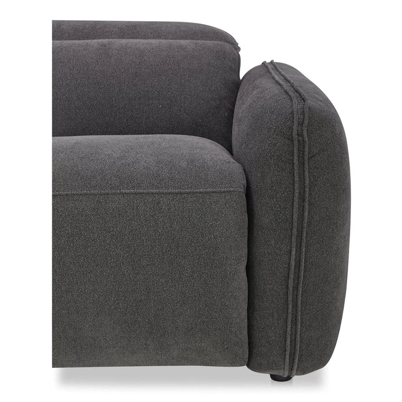 Eli Power Polyester and Solid Wood Dark Grey Recliner Sofa Sofas & Loveseats LOOMLAN By Moe's Home