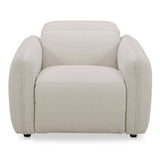 Eli Power Polyester and Solid Wood Ivory Recliner Arm Chair Sofas & Loveseats LOOMLAN By Moe's Home