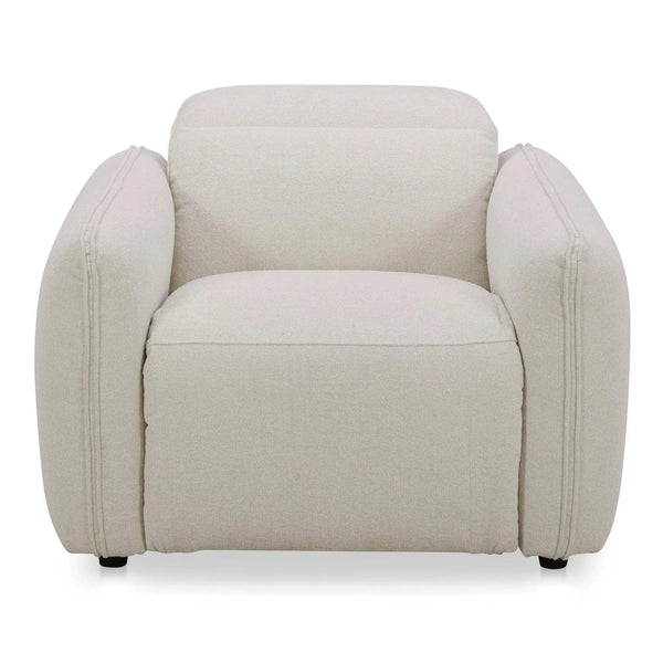 Eli Power Polyester and Solid Wood Ivory Recliner Arm Chair Sofas & Loveseats LOOMLAN By Moe's Home