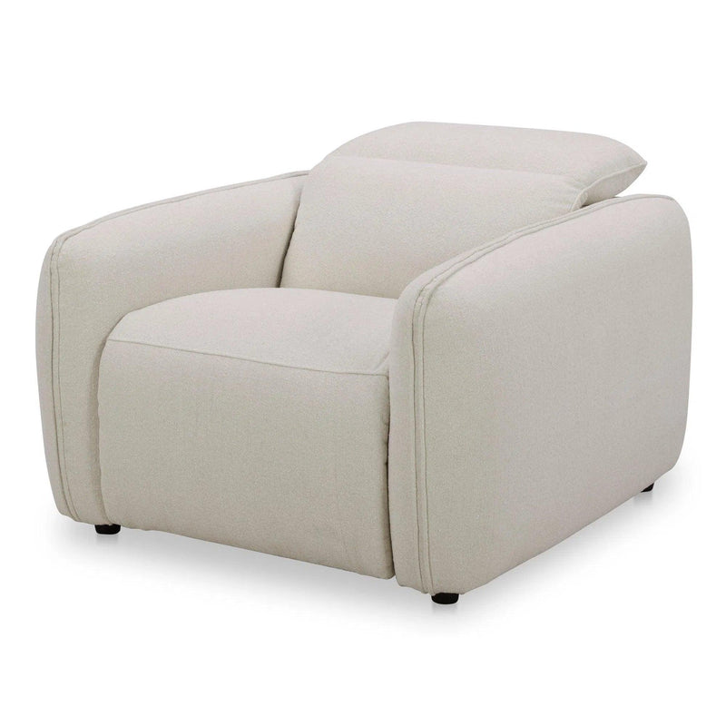 Eli Power Polyester and Solid Wood Ivory Recliner Arm Chair Sofas & Loveseats LOOMLAN By Moe's Home