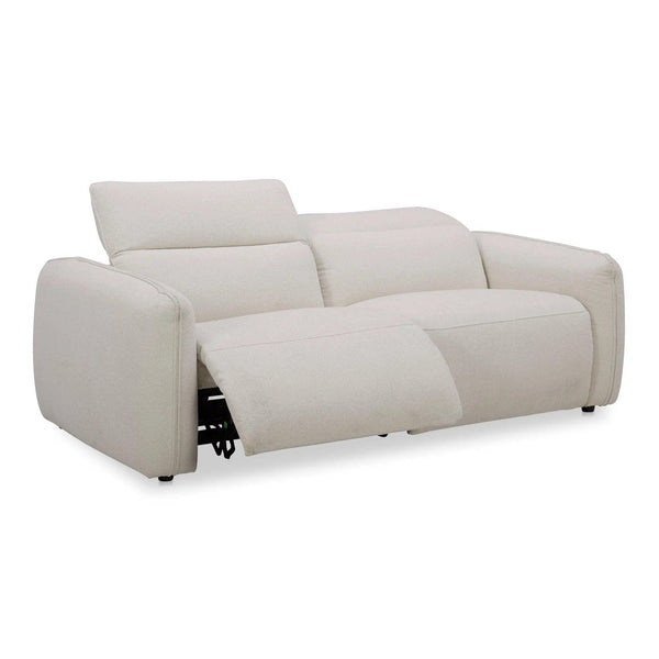 Eli Power Polyester and Solid Wood Ivory Recliner Sofa Sofas & Loveseats LOOMLAN By Moe's Home