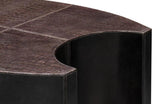 Elijah Coffee Brown Croco Emboss Leather Geomatric Cocktail Table Coffee Tables LOOMLAN By Sarreid