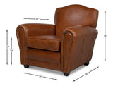 Elite French Brown Leather Club Chair Club Chairs LOOMLAN By Sarreid