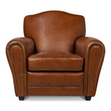 Elite French Brown Leather Club Chair Club Chairs LOOMLAN By Sarreid