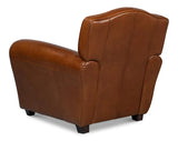 Elite French Brown Leather Club Chair Club Chairs LOOMLAN By Sarreid