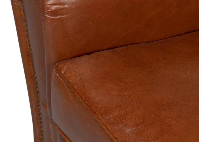 Elite French Brown Leather Club Chair Club Chairs LOOMLAN By Sarreid