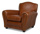 Elite French Brown Leather Club Chair Club Chairs LOOMLAN By Sarreid