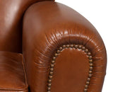 Elite French Brown Leather Club Chair Club Chairs LOOMLAN By Sarreid