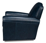 Elite French Metal and Leather Blue Club Swivel Arm Chair Club Chairs LOOMLAN By Sarreid