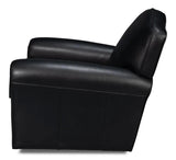 Elite Metal and Leather Black French Club Swivel Arm Chair Club Chairs LOOMLAN By Sarreid