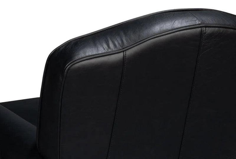 Elite Metal and Leather Black French Club Swivel Arm Chair Club Chairs LOOMLAN By Sarreid