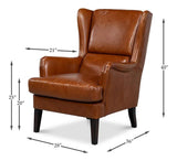 Elite Wing Lounge Leather Accent Chair Accent Chairs LOOMLAN By Sarreid