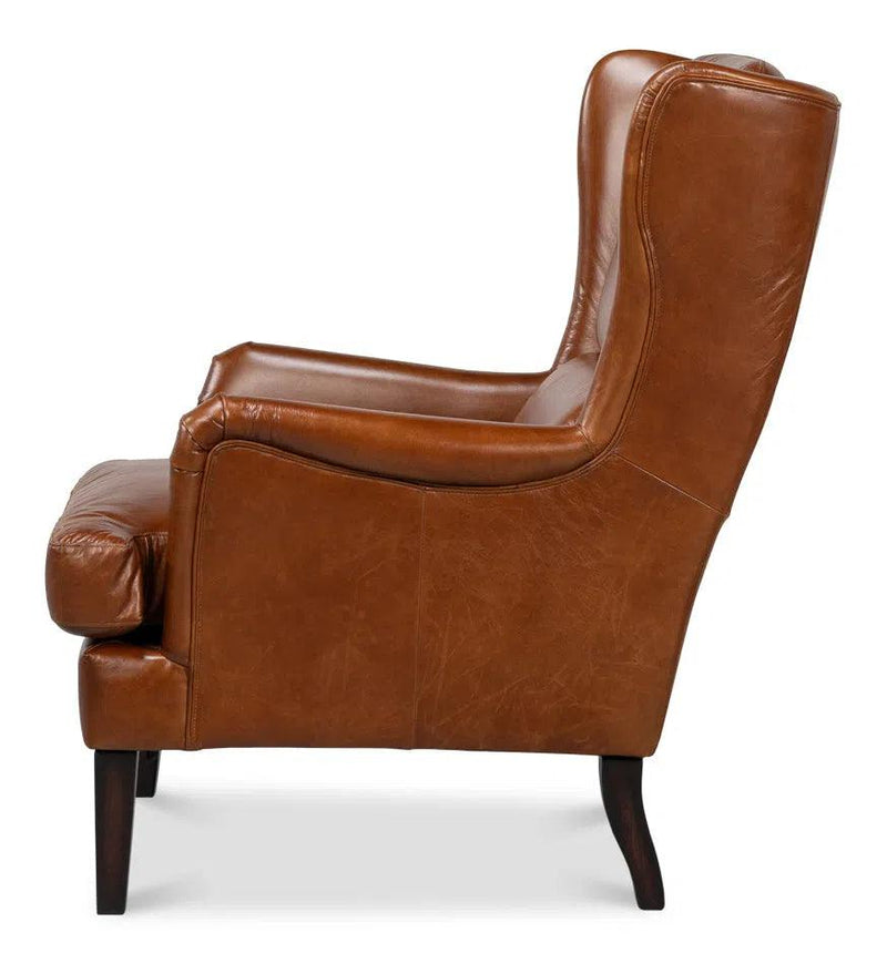 Elite Wing Lounge Leather Accent Chair Accent Chairs LOOMLAN By Sarreid