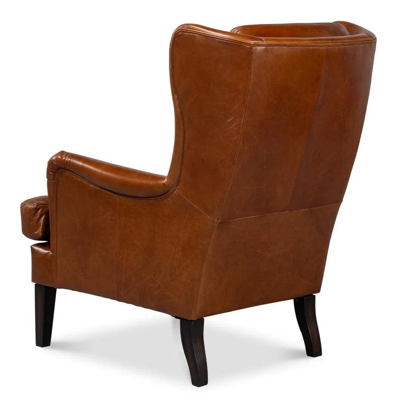 Elite Wing Lounge Leather Accent Chair Accent Chairs LOOMLAN By Sarreid