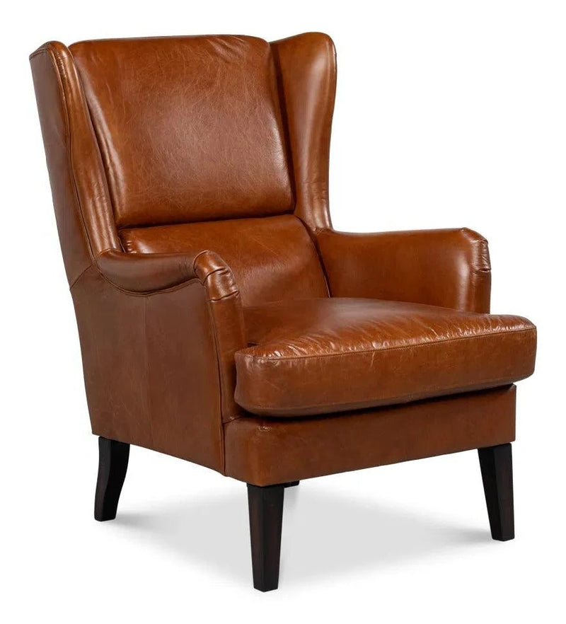 Elite Wing Lounge Leather Accent Chair Accent Chairs LOOMLAN By Sarreid