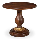 Elizabeth Mango Wood Reddish Brown Round End Table Side Tables LOOMLAN By Sarreid