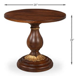 Elizabeth Mango Wood Reddish Brown Round End Table Side Tables LOOMLAN By Sarreid