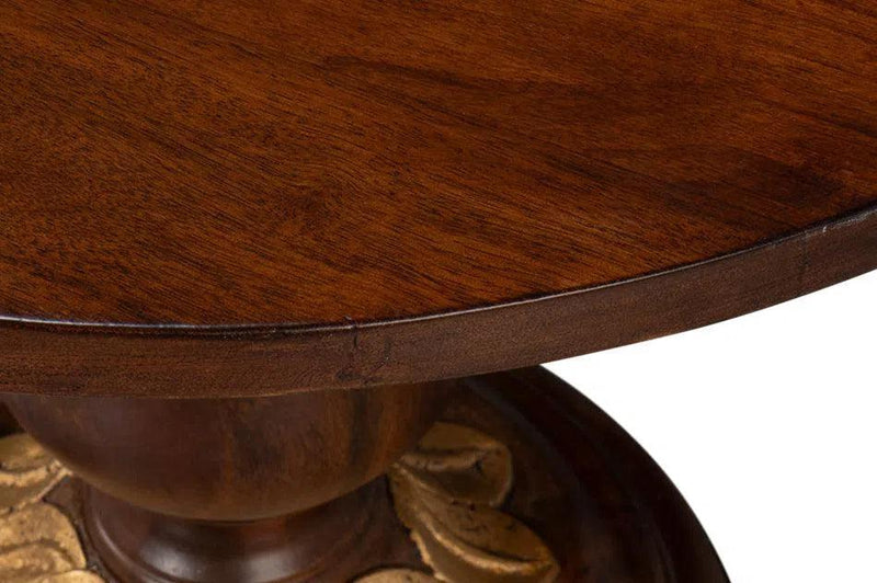 Elizabeth Mango Wood Reddish Brown Round End Table Side Tables LOOMLAN By Sarreid