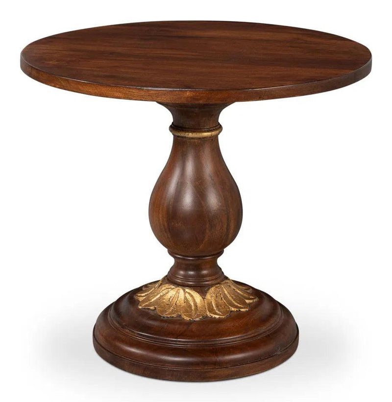 Elizabeth Mango Wood Reddish Brown Round End Table Side Tables LOOMLAN By Sarreid