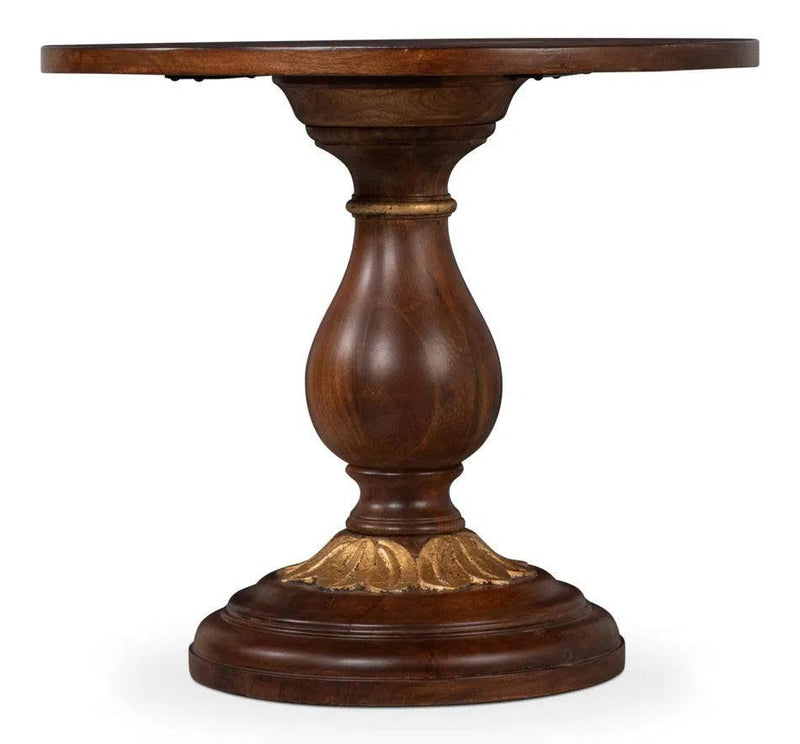 Elizabeth Mango Wood Reddish Brown Round End Table Side Tables LOOMLAN By Sarreid